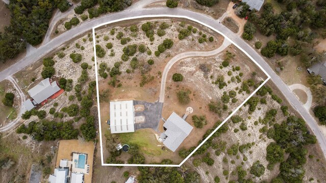 200 Hilltop Dr, Dripping Springs, TX 78620 - aerial overview of property's location featuring property boundaries highlighted