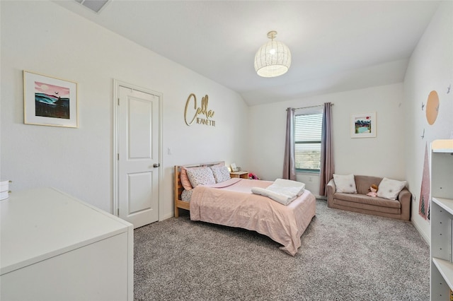 bedroom with light carpet and visible vents