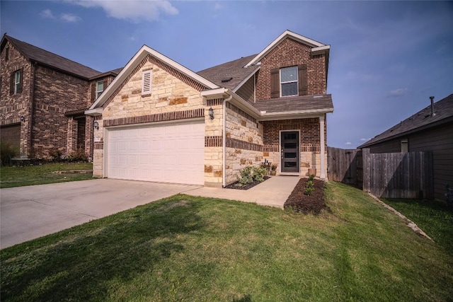 171 Longstraw Dr, Buda, TX 78610 - view of front of house with stone siding, driveway, and an attached garage
