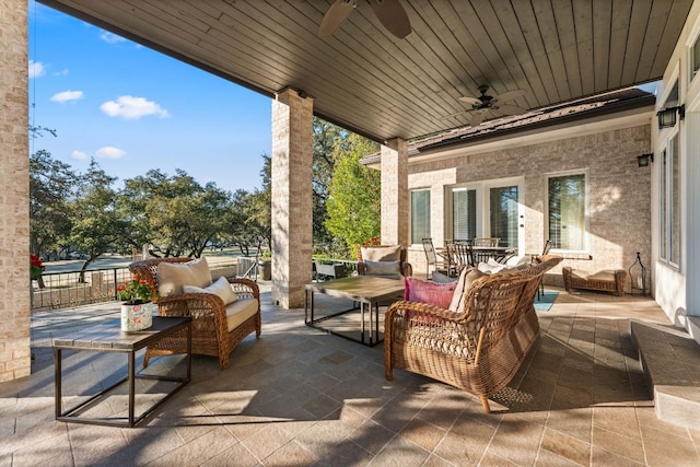 view of patio / terrace featuring outdoor lounge area and ceiling fan