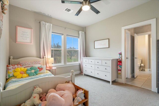 3011 Chisholm Trl, Austin, TX 78734 - bedroom with light carpet and a ceiling fan