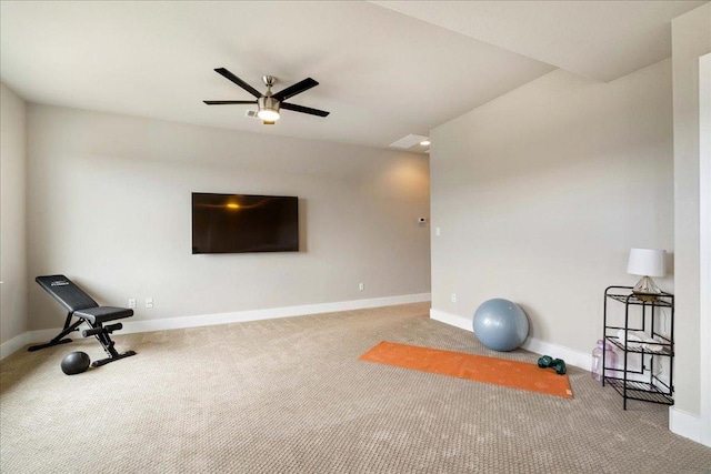 3011 Chisholm Trl, Austin, TX 78734 - exercise area with carpet floors and ceiling fan