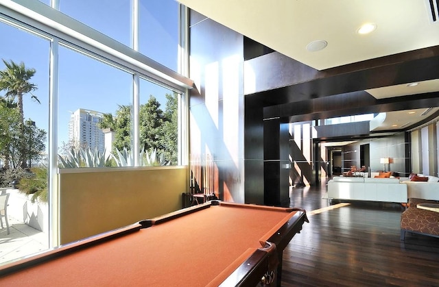 game room featuring billiards and wood finished floors