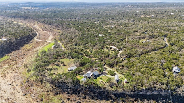 bird's eye view featuring a view of trees