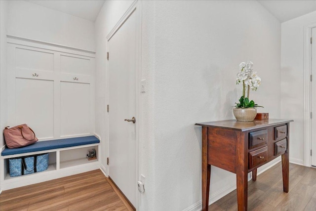 mudroom featuring light wood-style floors