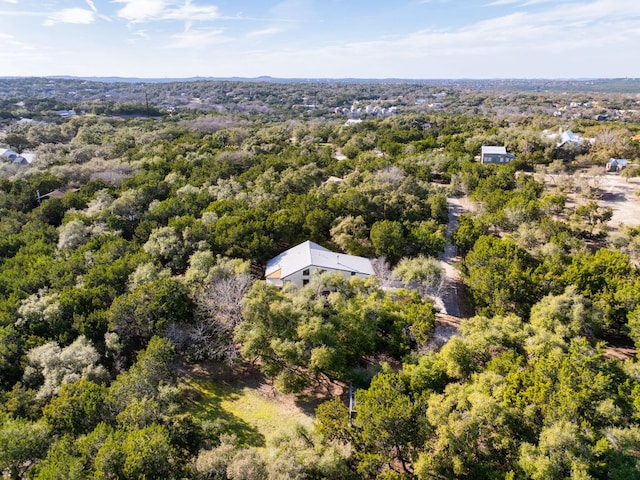 drone / aerial view with a forest view