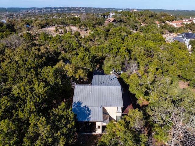 aerial view featuring a forest view