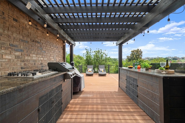 5305 Cardinal Flower Cv, Spicewood, TX 78669 - wooden deck featuring exterior kitchen and a pergola