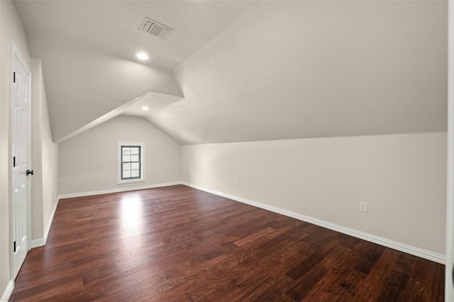 5305 Cardinal Flower Cv, Spicewood, TX 78669 - bonus room with vaulted ceiling, dark wood-type flooring, baseboards, and recessed lighting