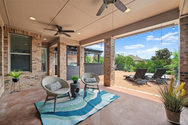 5305 Cardinal Flower Cv, Spicewood, TX 78669 - view of patio / terrace with ceiling fan and a wooden deck