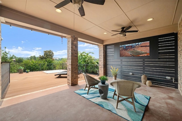 5305 Cardinal Flower Cv, Spicewood, TX 78669 - view of patio / terrace with ceiling fan and a balcony
