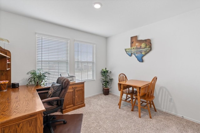 office area with light colored carpet