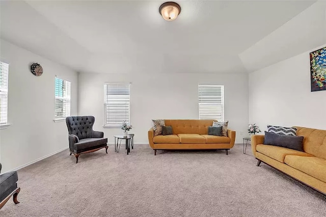 living room with carpet floors and baseboards