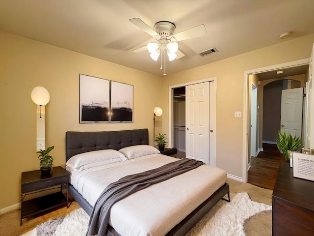 627 Columbine Ave, Cedar Park, TX 78613 - carpeted bedroom with a closet, baseboards, and ceiling fan
