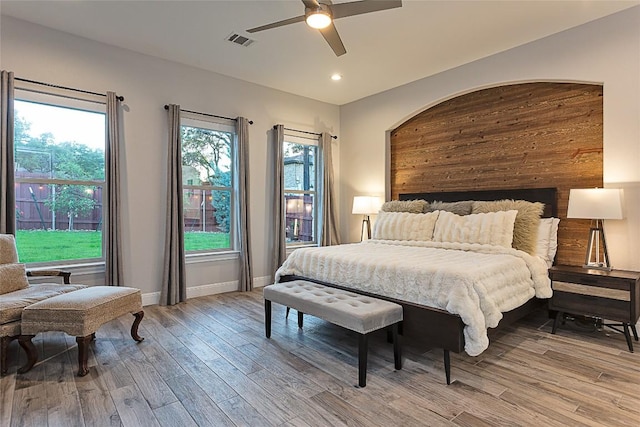 5608 Arroyo Rd, Austin, TX 78734 - bedroom featuring light wood-type flooring, recessed lighting, and ceiling fan