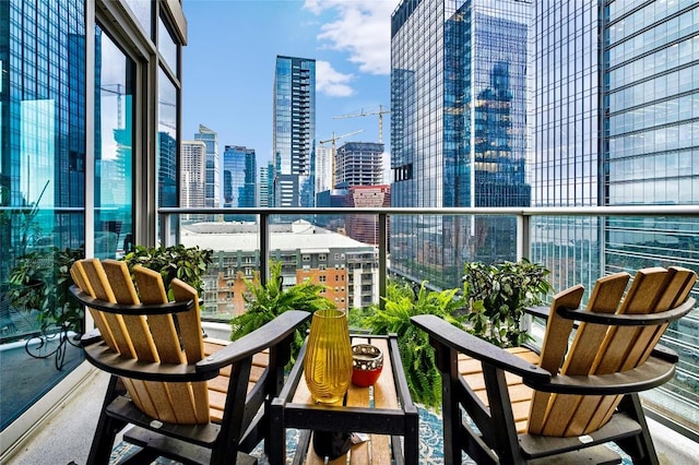 balcony with a view of city