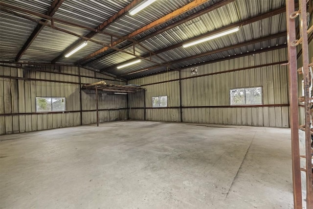 garage with metal wall