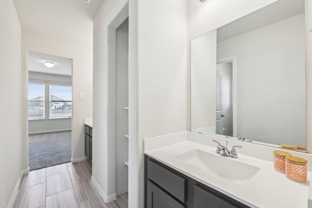 20417 Whimbrel Ct, Pflugerville, TX 78660 - bathroom with vanity and baseboards