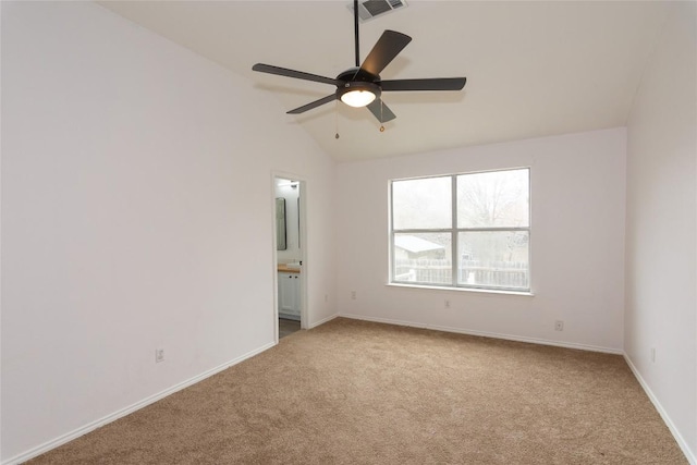 121 Winecup Path, Cedar Creek, TX 78612 - unfurnished room with carpet floors, vaulted ceiling, and a ceiling fan