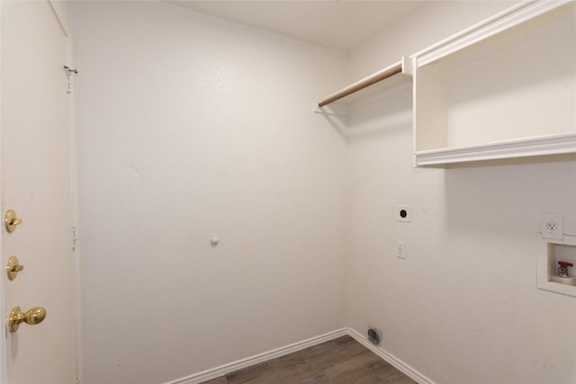 121 Winecup Path, Cedar Creek, TX 78612 - washroom with electric dryer hookup, hookup for a washing machine, and dark wood-style floors
