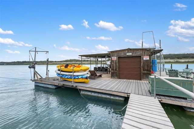 view of dock featuring a water view