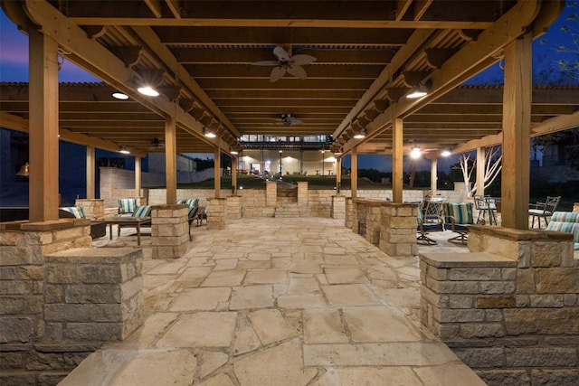 view of patio featuring a ceiling fan