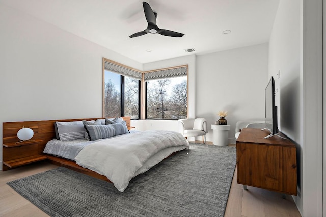 1712 Nash Ave Unit A, Austin, TX 78704 - bedroom featuring a ceiling fan and light wood-style flooring