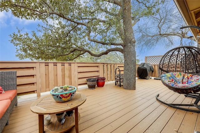 deck with a grill