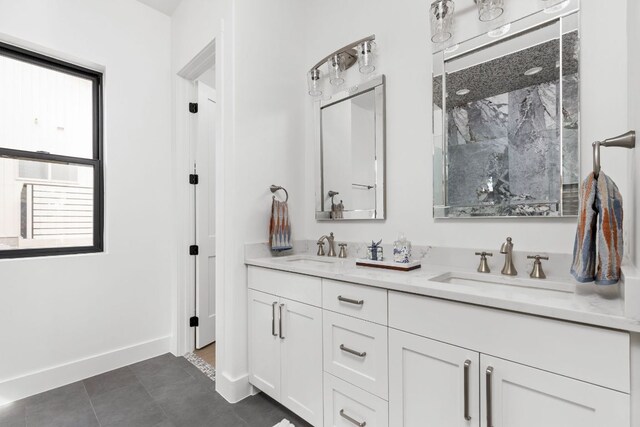 1105 Oak Hurst Rd, Austin, TX 78734 - bathroom featuring a marble finish shower and double vanity