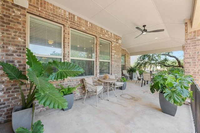 156 Mary Elise Way, Austin, TX 78737 - view of patio / terrace featuring outdoor dining space and a ceiling fan