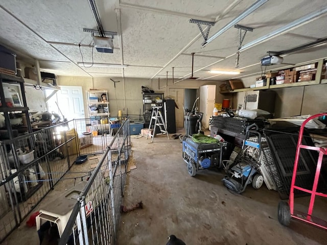 garage with a garage door opener