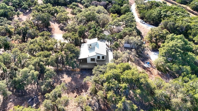 drone / aerial view with a forest view