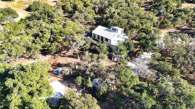 drone / aerial view with a forest view