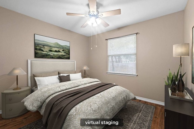 1532 Homewood Cir, Round Rock, TX 78665 - bedroom featuring wood finished floors, baseboards, and a ceiling fan