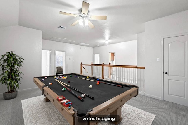 1532 Homewood Cir, Round Rock, TX 78665 - playroom featuring carpet floors, attic access, a ceiling fan, and baseboards