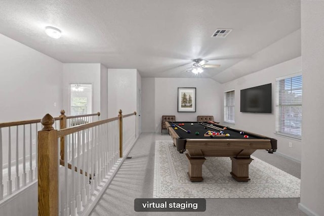 1532 Homewood Cir, Round Rock, TX 78665 - recreation room with carpet floors, a ceiling fan, baseboards, and billiards table