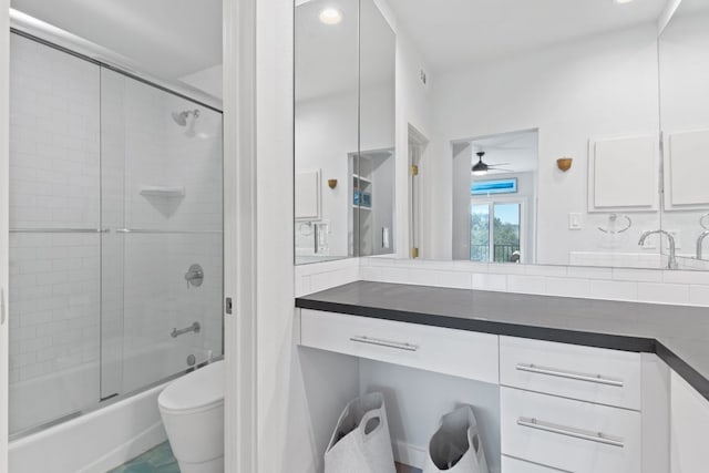 1741 Spyglass Dr Unit 1-232, Austin, TX 78746 - full bath featuring enclosed tub / shower combo, vanity, and a ceiling fan