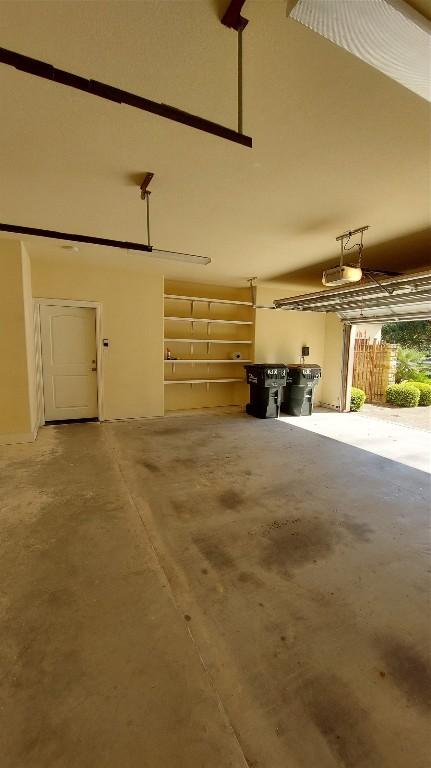 garage with a garage door opener