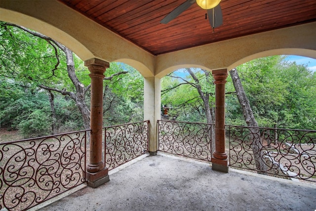 view of patio with a ceiling fan