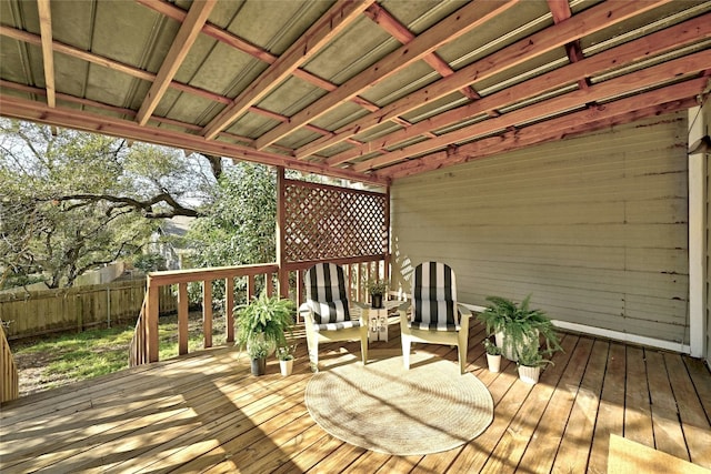 wooden terrace with fence