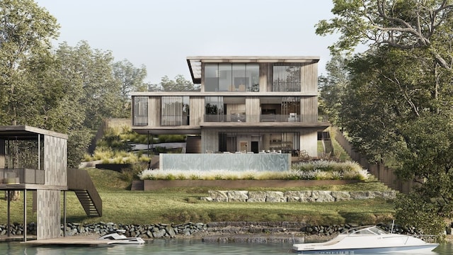 3607 Robbins Rd, Austin, TX 78730 - back of property with a balcony and a water view