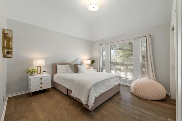 9288 Scenic Bluff Dr, Austin, TX 78733 - bedroom featuring wood finished floors, baseboards, and vaulted ceiling