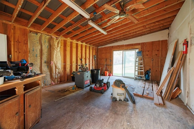 misc room with lofted ceiling