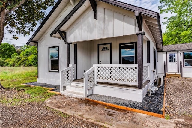 view of front of property featuring a porch and board and batten siding