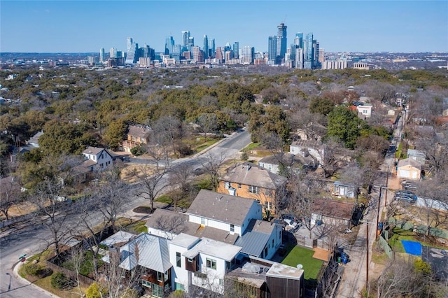 aerial view featuring a city view