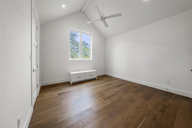 12120 Fitzhugh Pl, Dripping Springs, TX 78620 - additional living space featuring baseboards, wood finished floors, a ceiling fan, and lofted ceiling