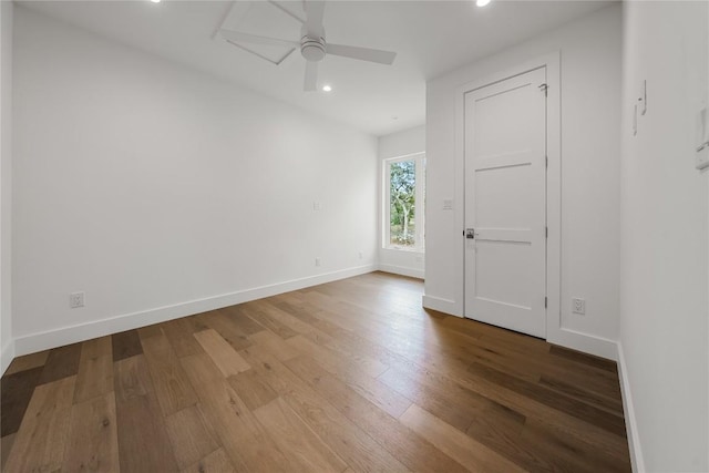 12120 Fitzhugh Pl, Dripping Springs, TX 78620 - empty room featuring recessed lighting, wood finished floors, baseboards, and a ceiling fan