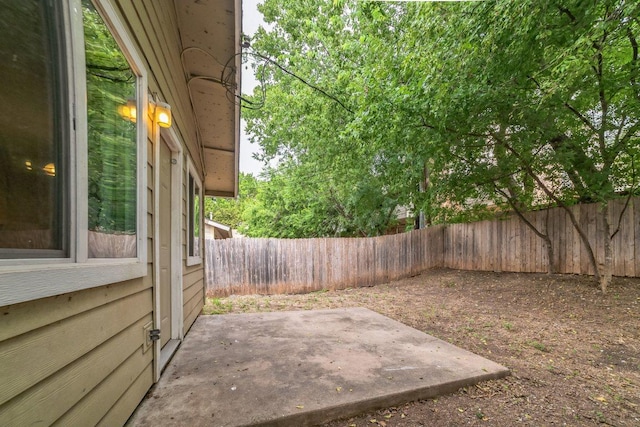 view of yard featuring a fenced backyard and a patio area