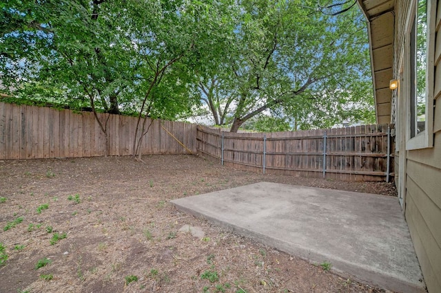 view of yard with a fenced backyard and a patio area