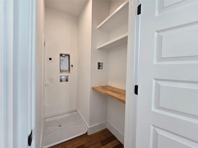 5305 Grover Ave Unit 2, Austin, TX 78756 - laundry room featuring hookup for a washing machine, hookup for an electric dryer, and dark wood-style floors